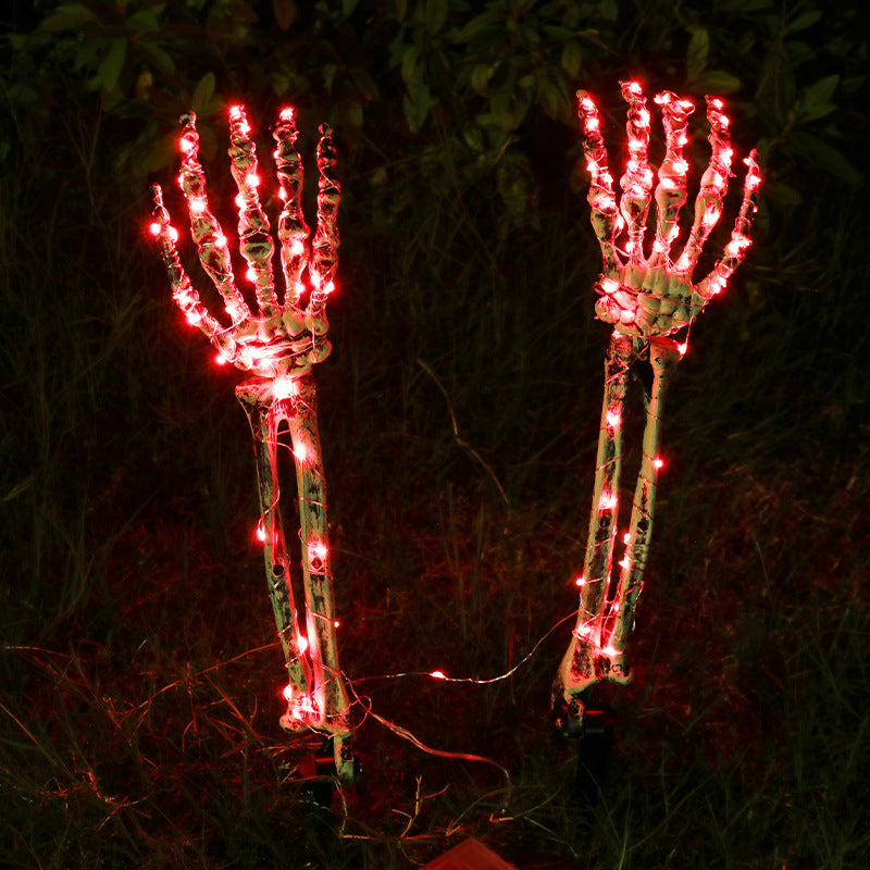 Halloween Decoration Plastic Skeleton Hand LED Glow Ghost Hand Prop Ground Stake Light-Up Decor