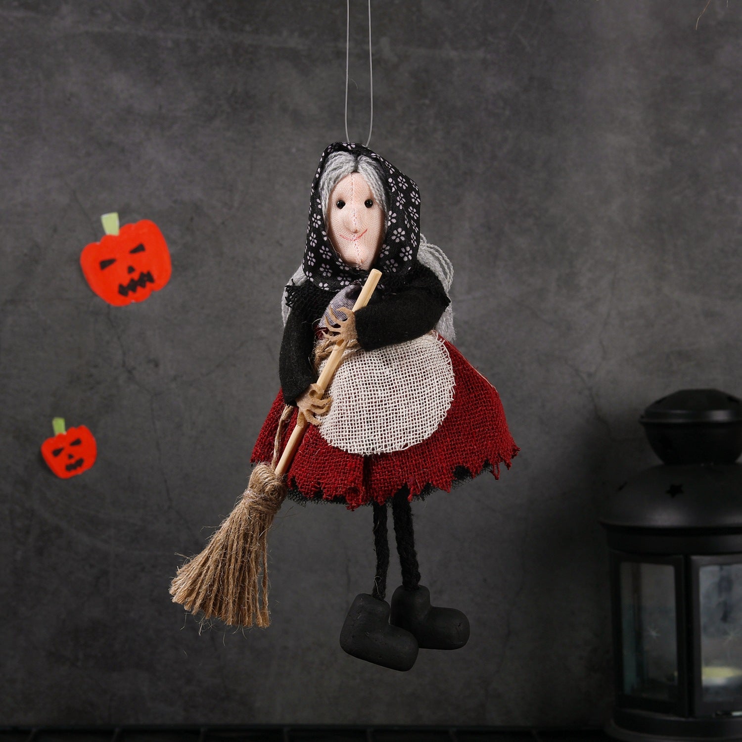 Halloween Hanging Decoration Witch Apron with Broomstick Pendant Toy for Bar, Cute Hanging Ornament for Pranks