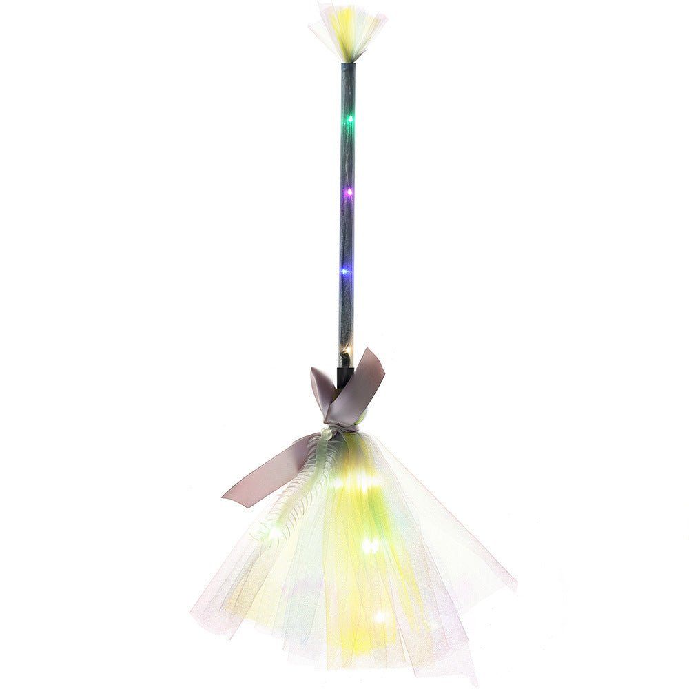 Witch Broom LED Light-Up Broom for Halloween Costume Party, Magic Ride, Witchcraft Prop