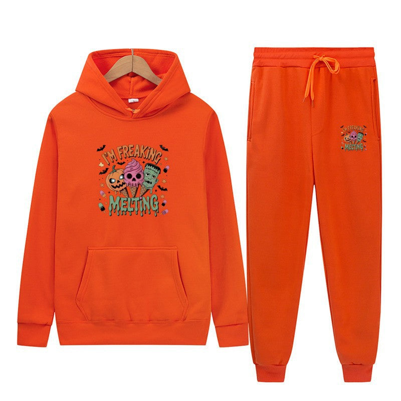 Casual Sporty Hooded Sweatshirt and Sweatpants Set