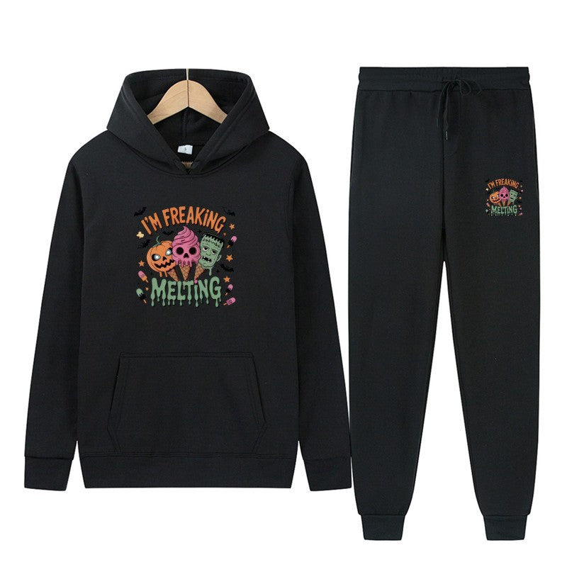 Casual Sporty Hooded Sweatshirt and Sweatpants Set