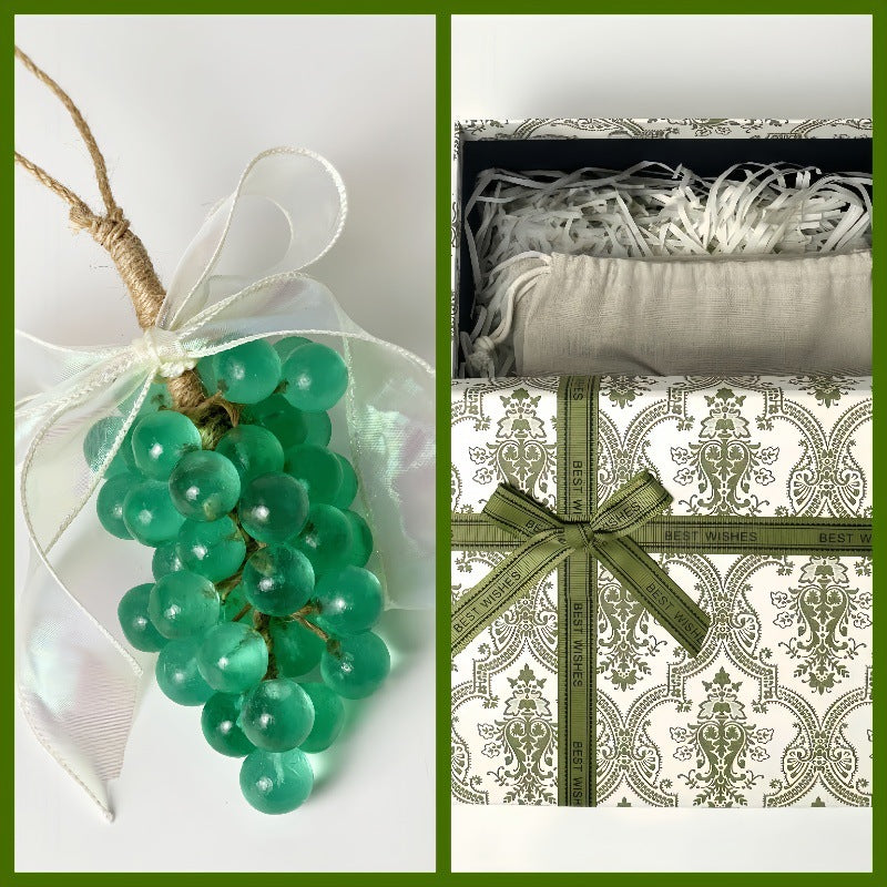 Transparent Crystal Grape Soap Gift Box Set, Handmade Grape Cluster Scented Soap, Aromatherapy Hanging Ornament, Handwashing Soap, Favor Gift