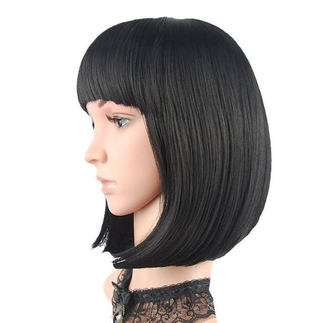 Wig for Women Short Hair Straight Bangs Bobo Bob Cut Anime Cosplay Colorful Hair