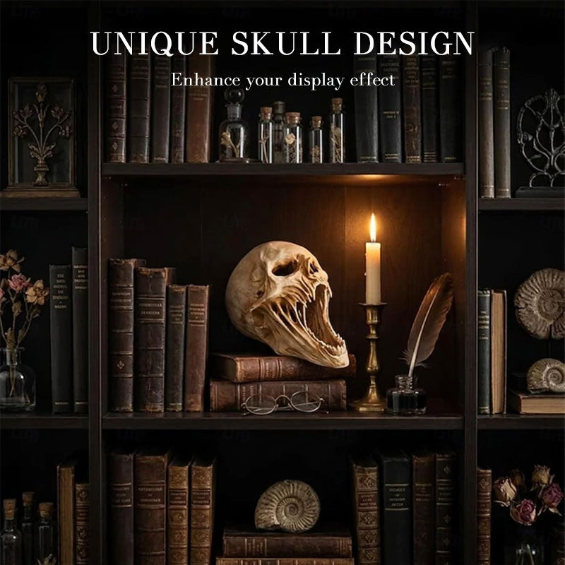 Gothic 3D Demon Skull Sculpture – Horror Skull Decor & Halloween Tabletop Figurine