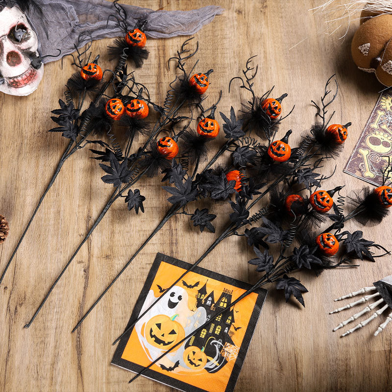 Halloween Decorations Black Horror Pumpkin Branch Bouquet Halloween Home Party Decoration