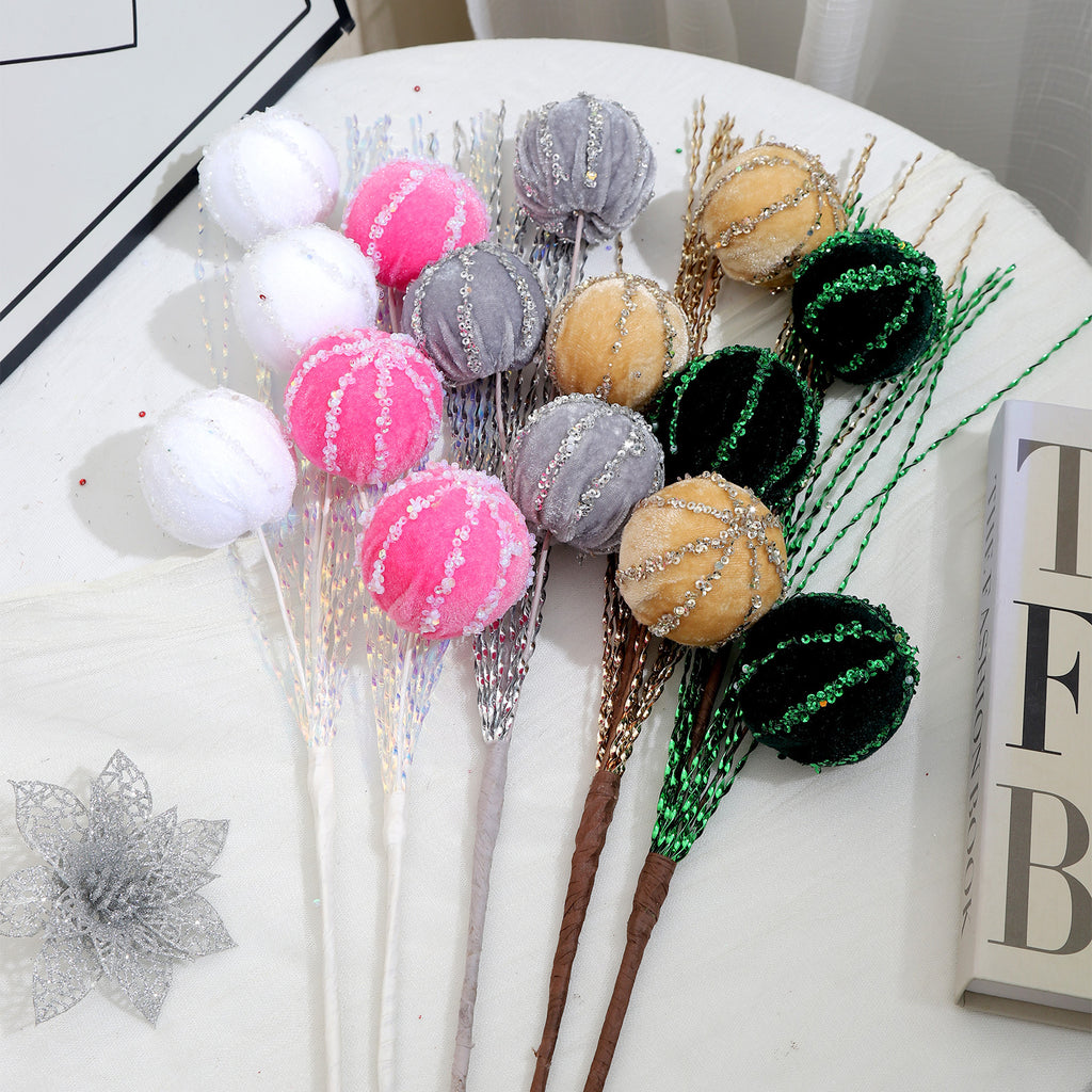 Christmas Fuzzy Ornament Ball, Red Christmas Tree Decoration, Three-Ball Set, Festive Holiday Decor