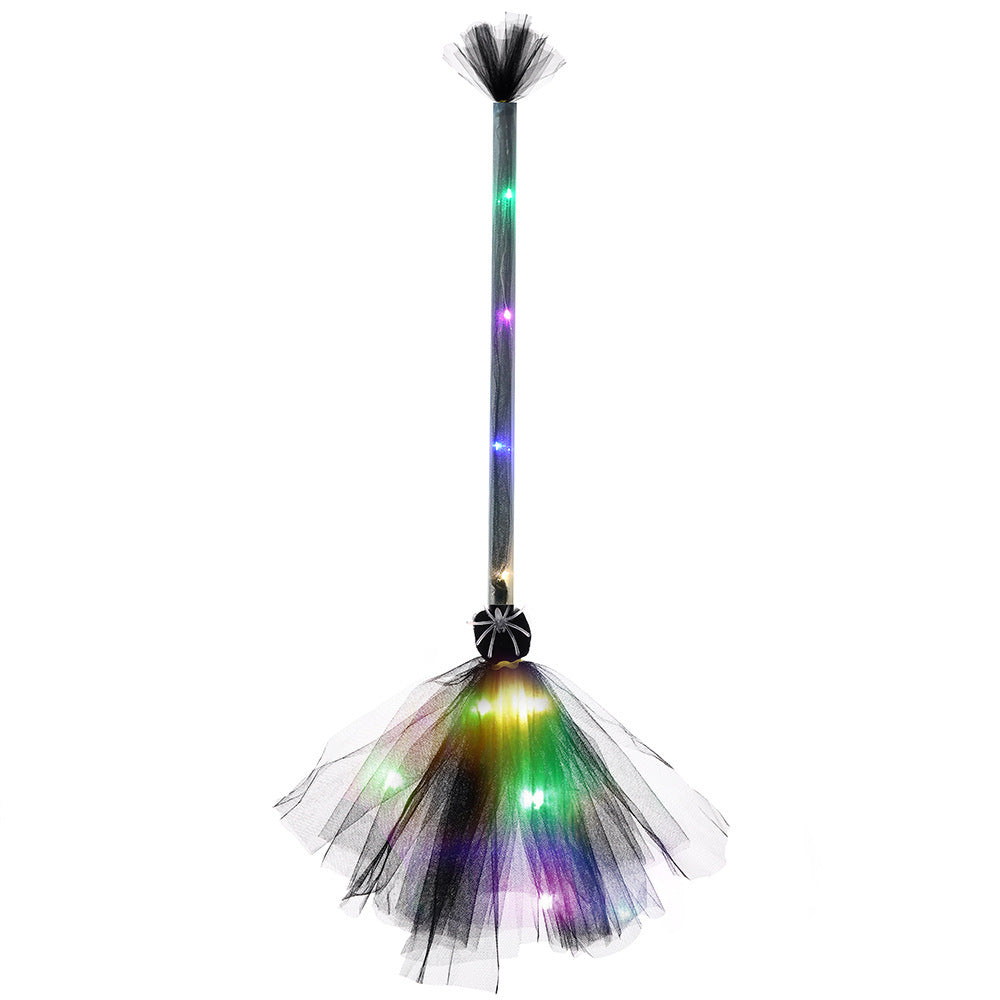 Witch Broom LED Light-Up Broom for Halloween Costume Party, Magic Ride, Witchcraft Prop