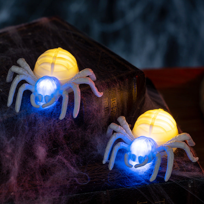 Halloween Decorative Glowing Eye Spider Lamp Party Decoration LED Dual-Color Night Light Candle Light