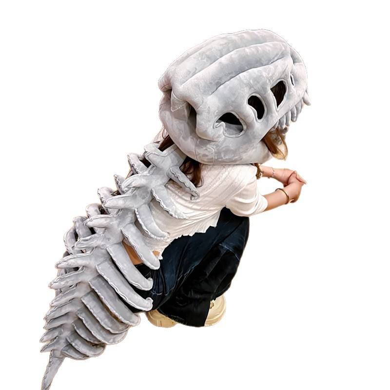 Dinosaur Skull Hoodie Halloween Funny Dinosaur Costume Plush T-Rex Bone Hoodie Drop