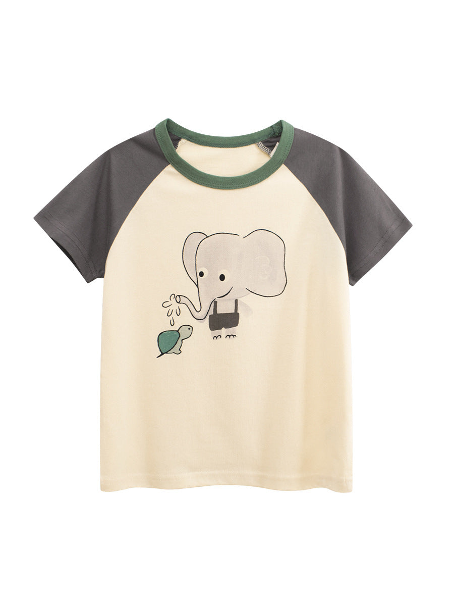 Cute Cartoon Print Short Sleeve T-Shirt for Girls