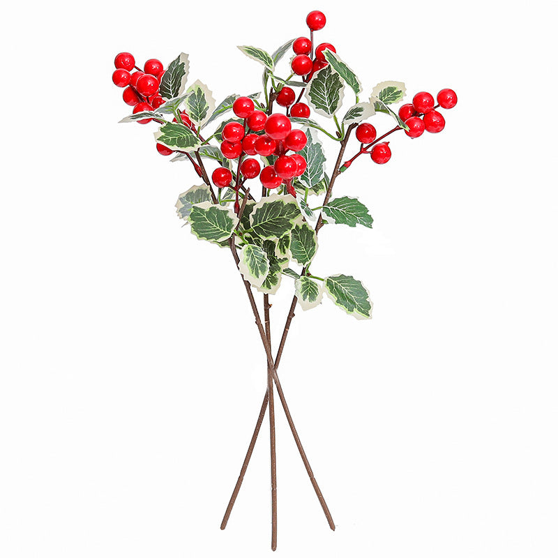 Christmas Artificial Red Berry Single Stem Fortune Berry Lucky Fruit Christmas Living Room Hotel Decoration Artificial Green Plant