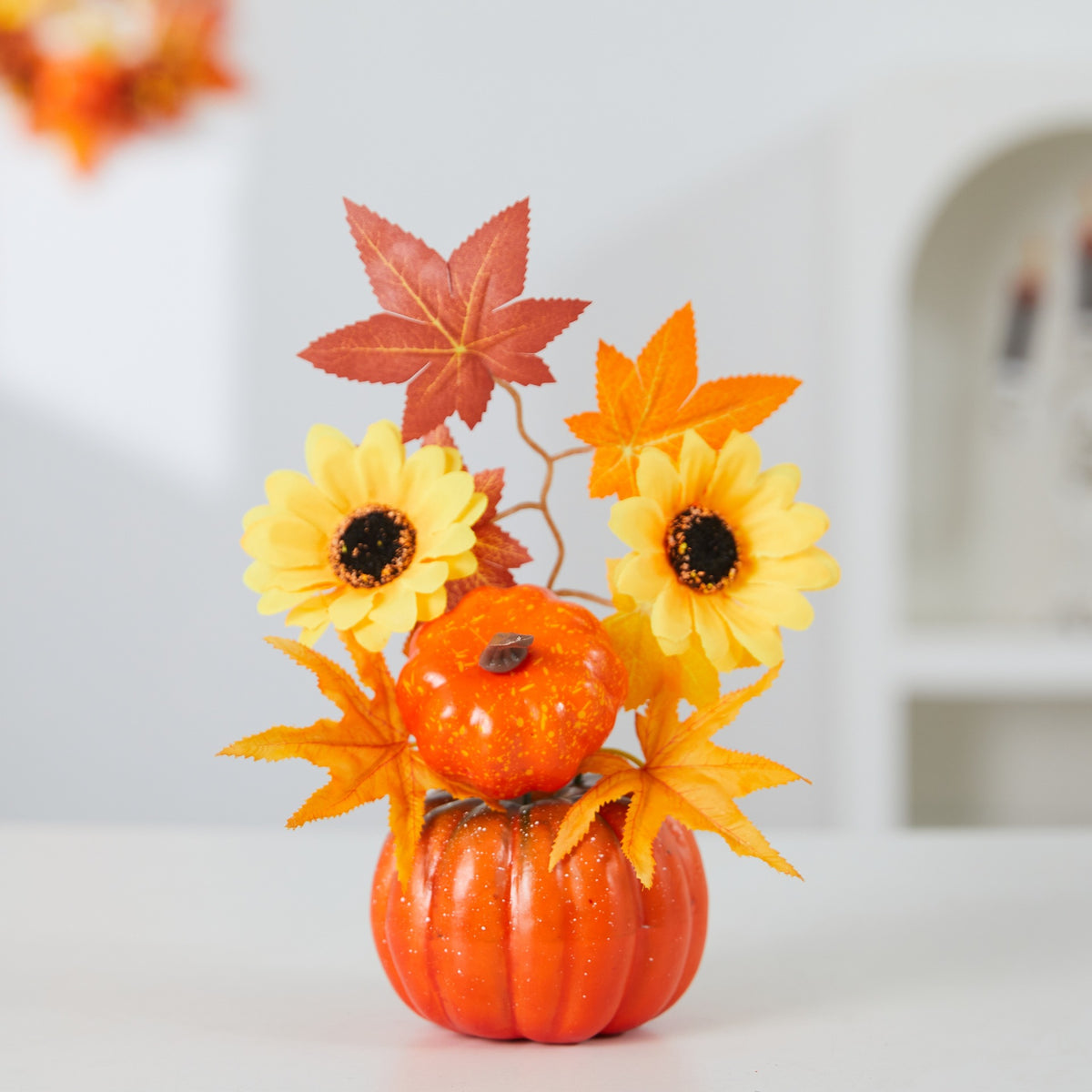 Halloween Decoration Artificial Maple Leaves Pumpkin Autumn Harvest Festival Thanksgiving Scene Decoration Props