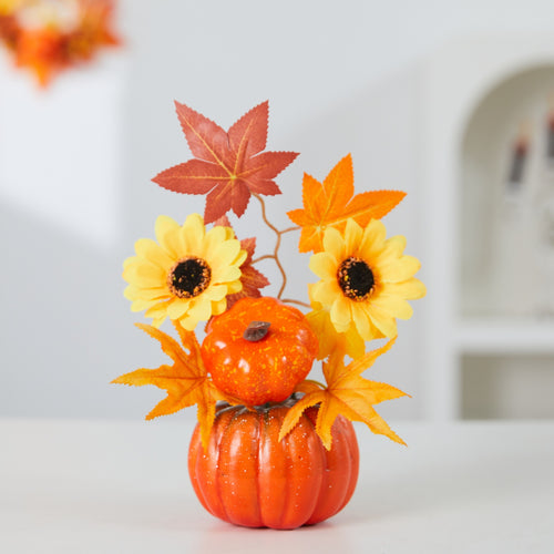 Halloween Decoration Artificial Maple Leaves Pumpkin Autumn Harvest Festival Thanksgiving Scene Decoration Props