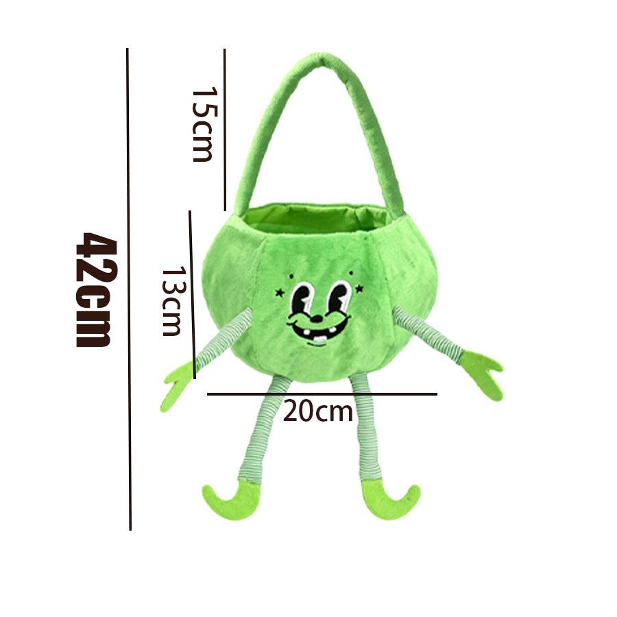 Halloween Handheld Bow Embroidered Candy Bag Kids Festival Decoration Prop Ghost Festival Pumpkin Bucket Trick-or-Treat Bag