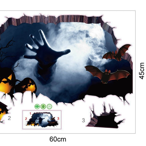 Horror 3D Stickers Halloween Bar Decoration Wall Decals Haunted House Escape Room Background Props Stereoscopic Horror Floor Stickers