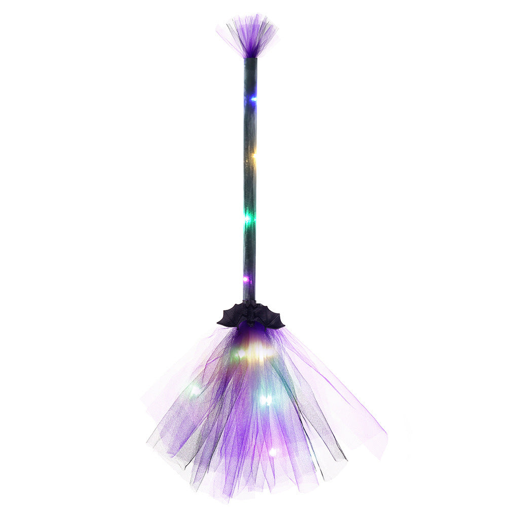 Witch Broom LED Light-Up Broom for Halloween Costume Party, Magic Ride, Witchcraft Prop