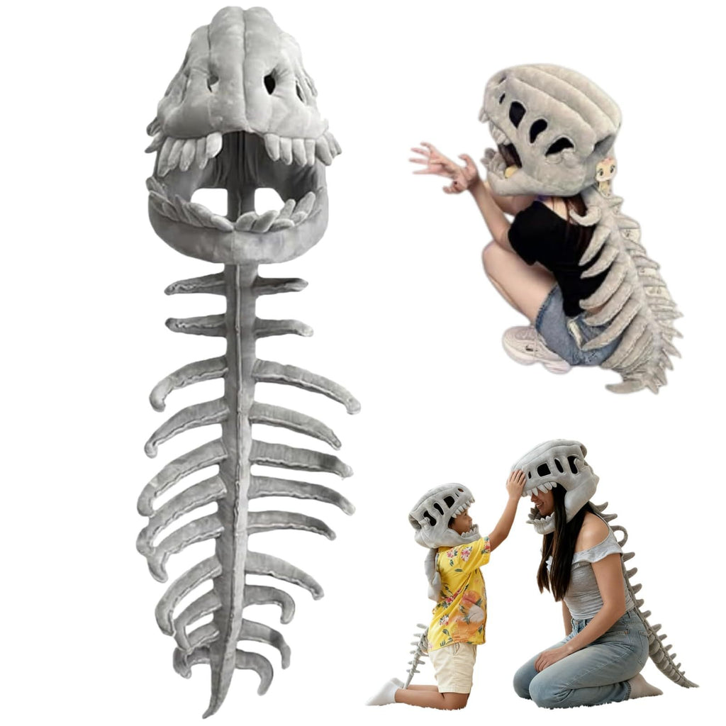 Dinosaur Skull Hoodie Halloween Funny Dinosaur Costume Plush T-Rex Bone Hoodie Drop