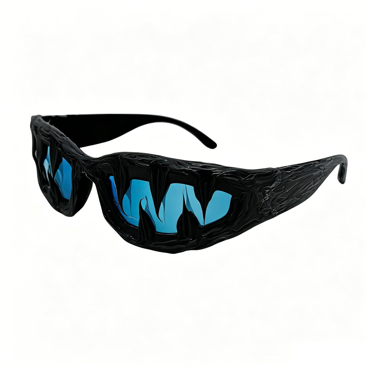Asymmetrical Edgy Handmade Resin Sunglasses Unique Mutant Personality Venom Halloween Fashion Statement Sun Glasses