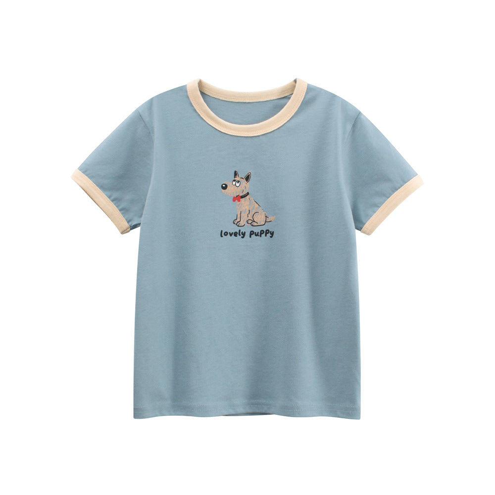 Children's  short sleeve T-shirt, girls' children's clothing, cartoon print top for kids