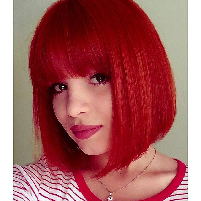 Wig for Women Short Hair Straight Bangs Bobo Bob Cut Anime Cosplay Colorful Hair