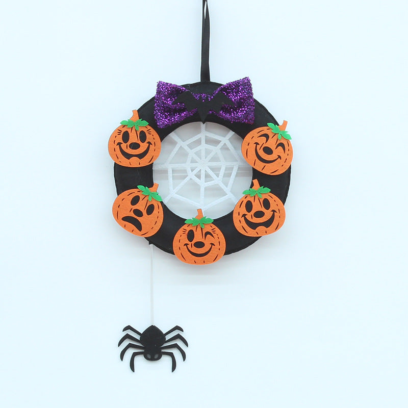 Halloween Pumpkin Skull Decoration Wreath Vine Ring Festival Hanging Ornament Decorative Props