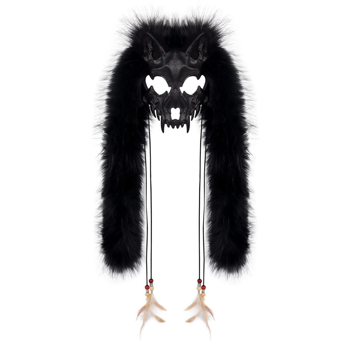Halloween Carnival Fashion Animal Mask Viking Fox Mask with Faux Fur Headwear COS Werewolf
