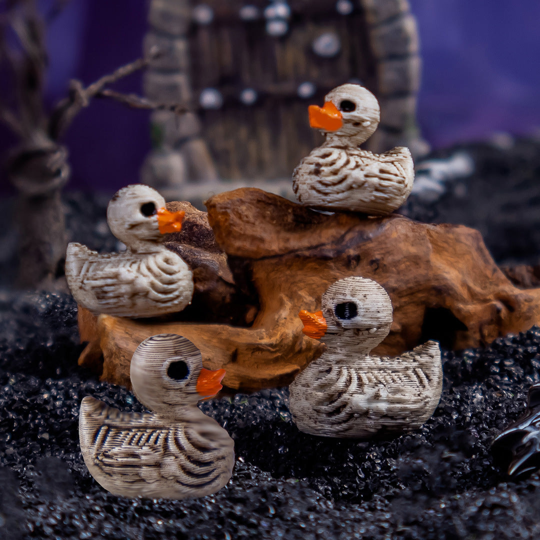 10pcs  Halloween Hell Skeleton Duck Ornament DIY Jewelry Accessories Resin Craft Car Decorative Figurine