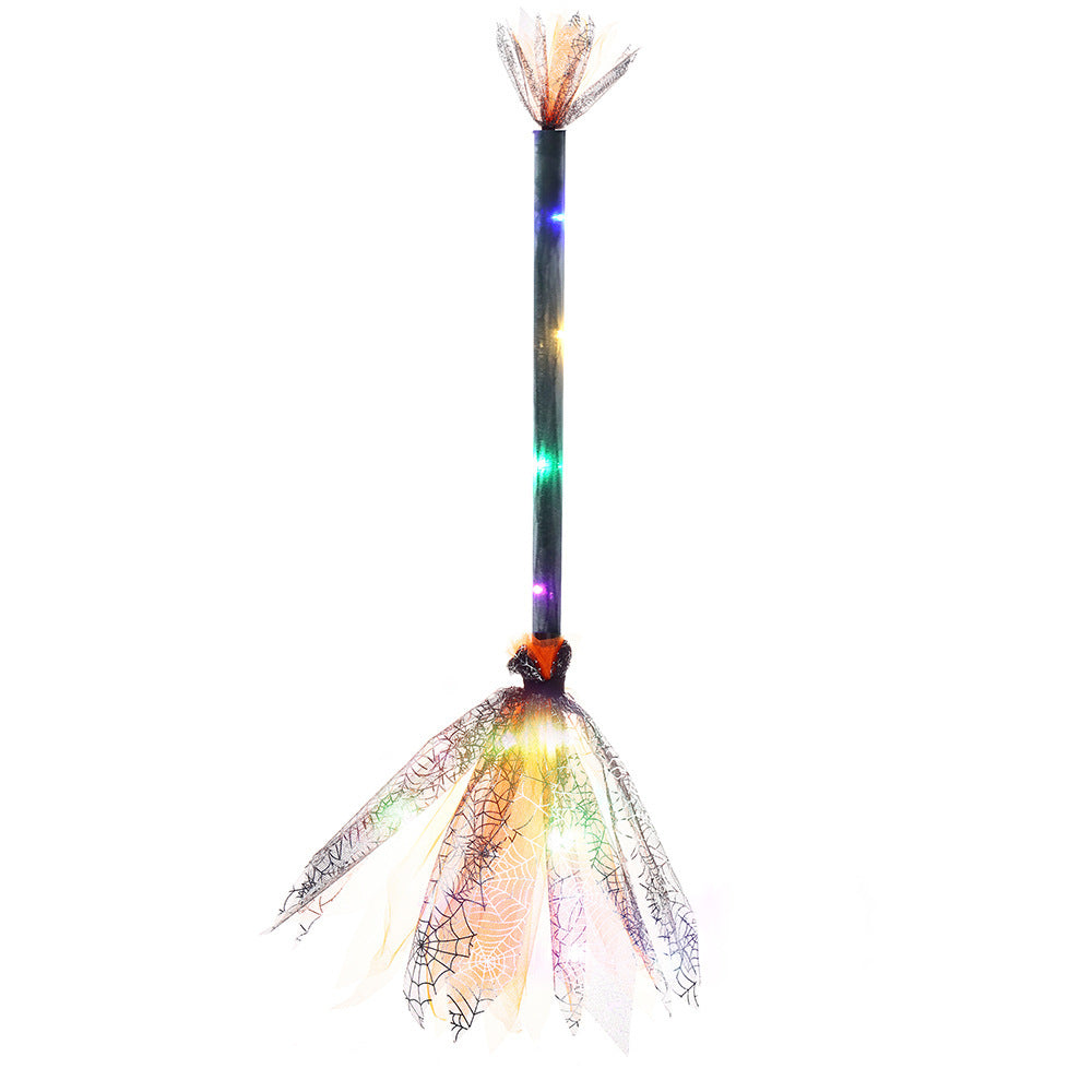 Witch Broom LED Light-Up Broom for Halloween Costume Party, Magic Ride, Witchcraft Prop