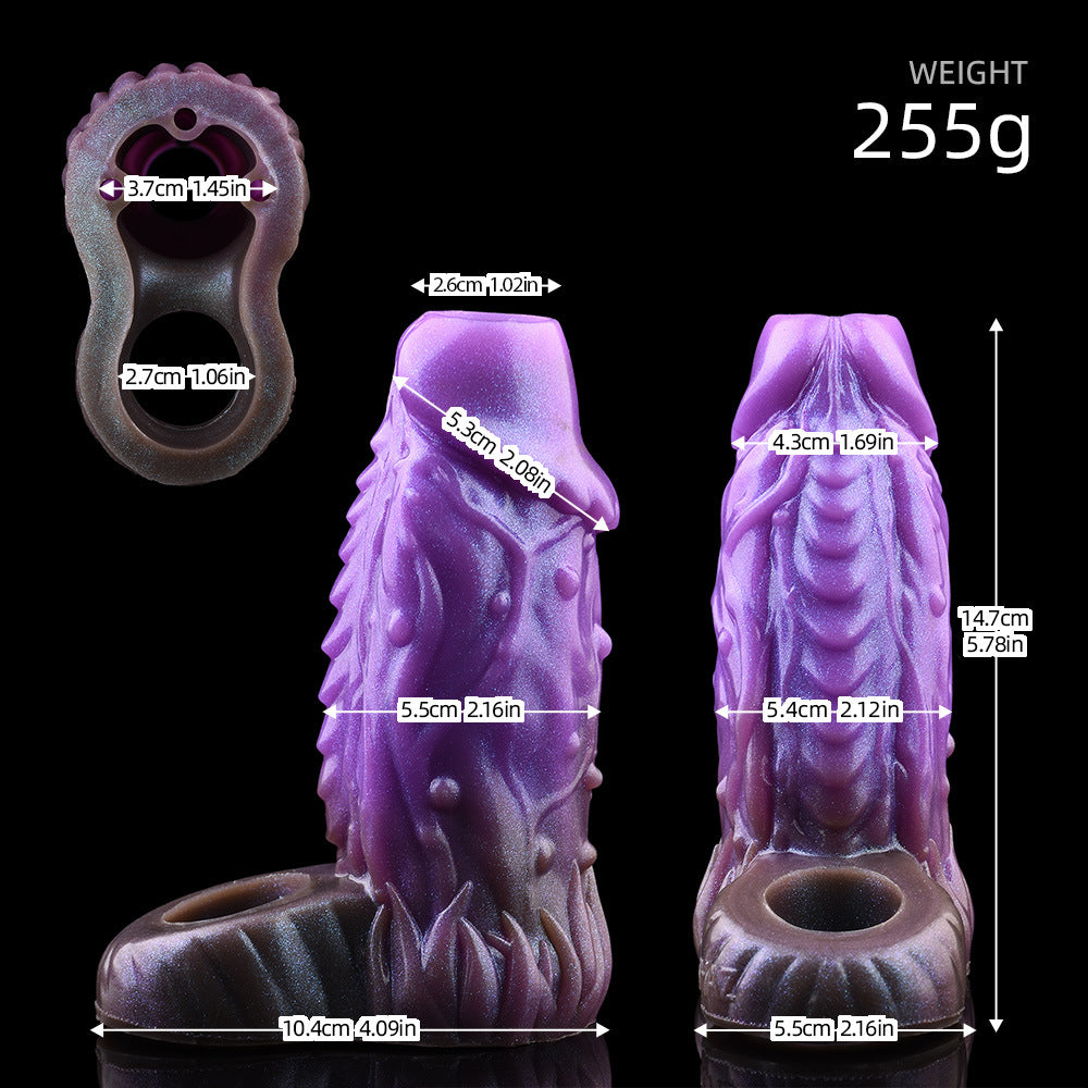 Dog knot hollow penis cover for men wearing masturbator penis thickening silicone wolf tooth cover