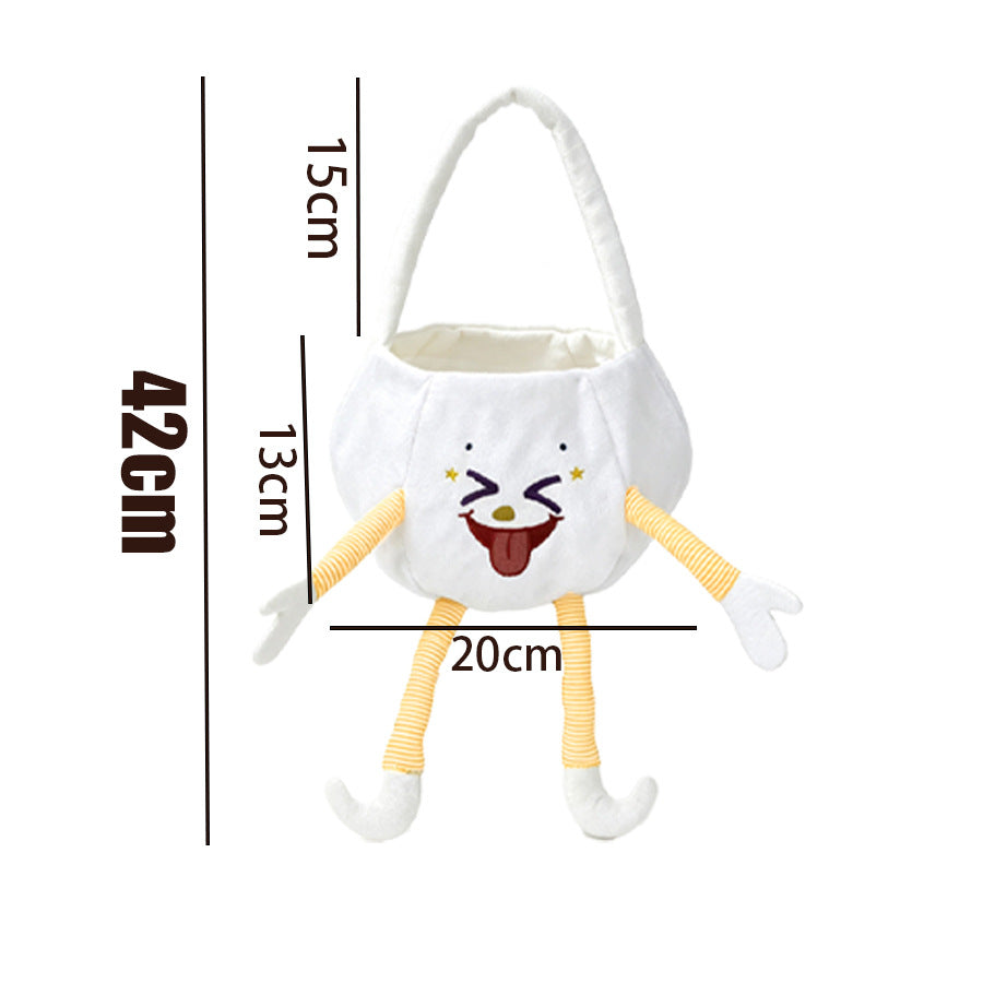 Halloween Handheld Bow Embroidered Candy Bag Kids Festival Decoration Prop Ghost Festival Pumpkin Bucket Trick-or-Treat Bag