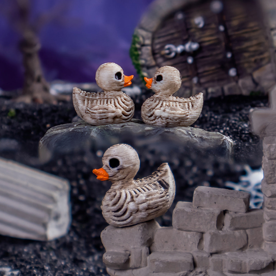 10pcs  Halloween Hell Skeleton Duck Ornament DIY Jewelry Accessories Resin Craft Car Decorative Figurine