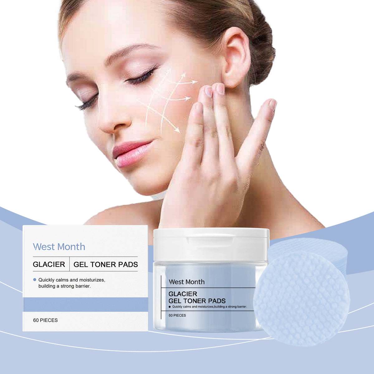 West&Month Glacier Water Soothing Pad Gently Repair Moisturizing Soothing Brightening And Nourishing Skin Shims