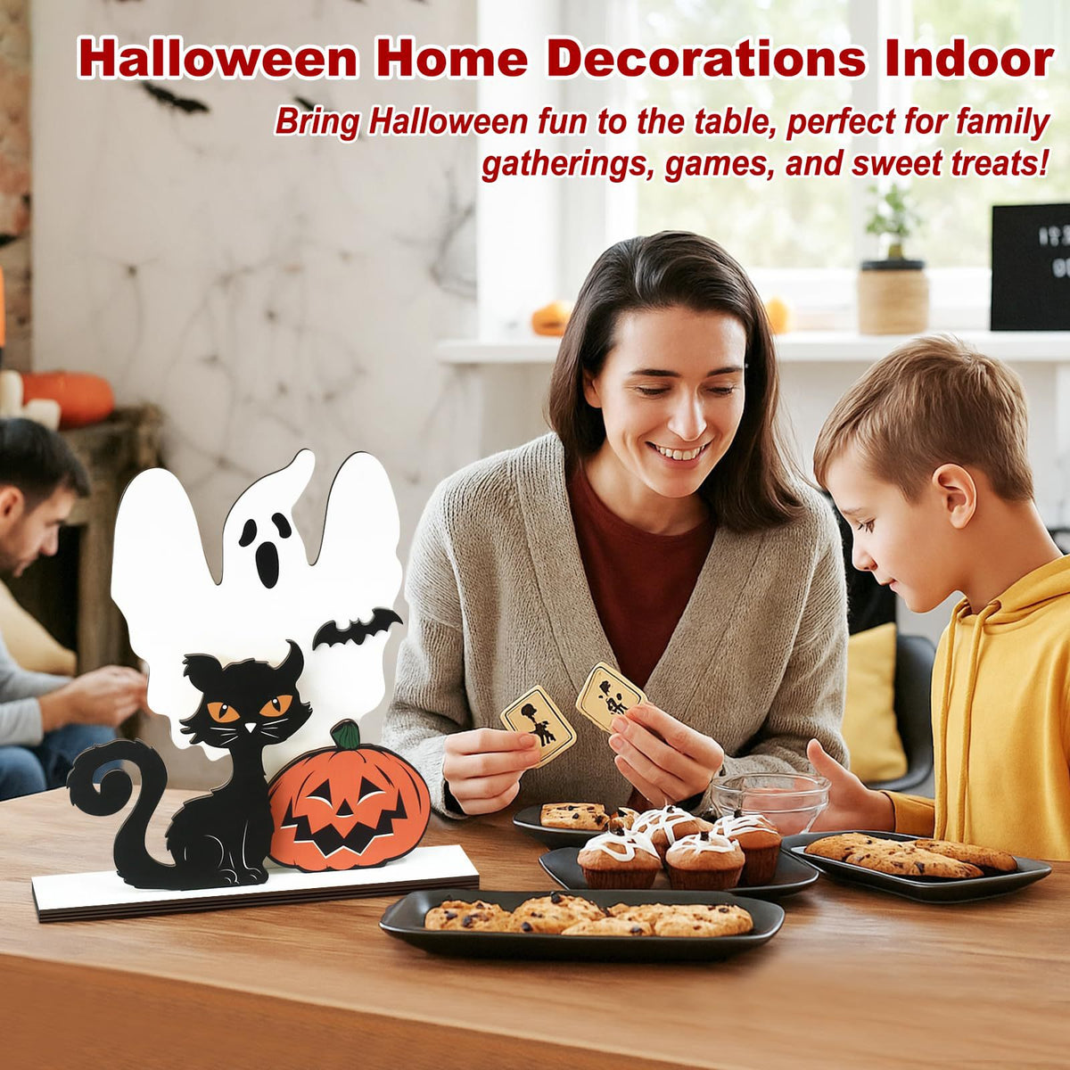 Wooden Halloween Decorative Hanging Ornament, Wooden Craft Tree Hanging Decoration for Party Supplies