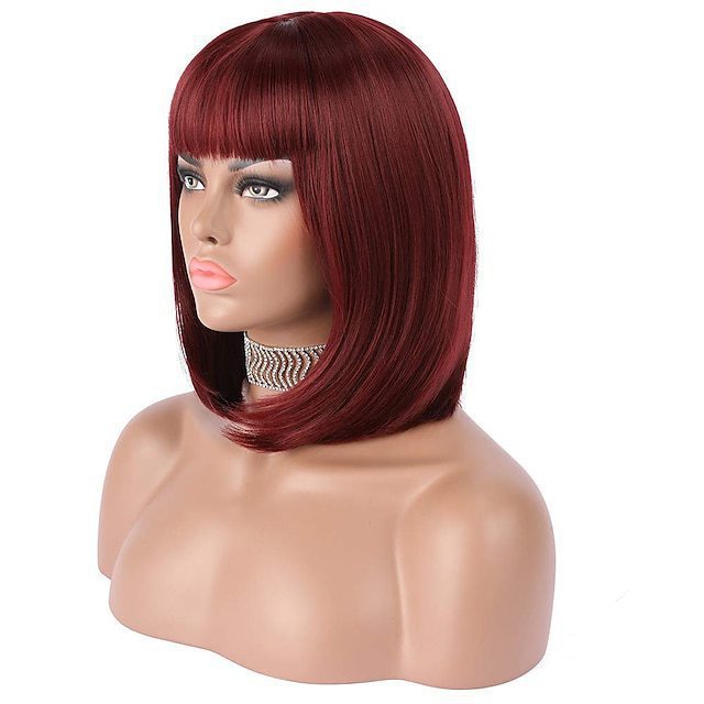 Wig for Women Short Hair Straight Bangs Bobo Bob Cut Anime Cosplay Colorful Hair