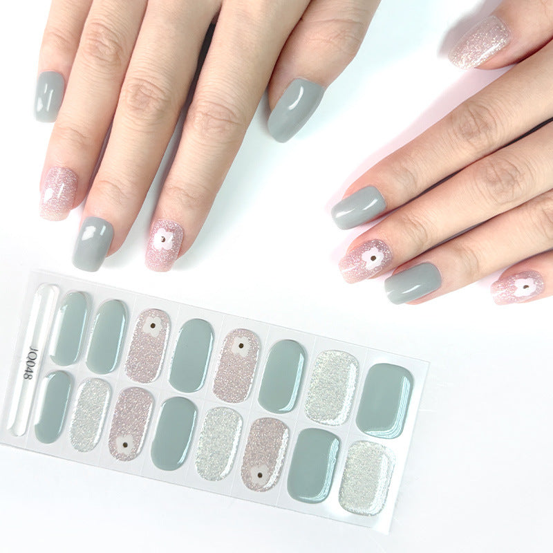 Xiantai UV Gel Nail Art Patches Semi-Cured Light Therapy Nail Stickers Waterproof 16 Finger Half Cured Nail Full Cover Wholesale