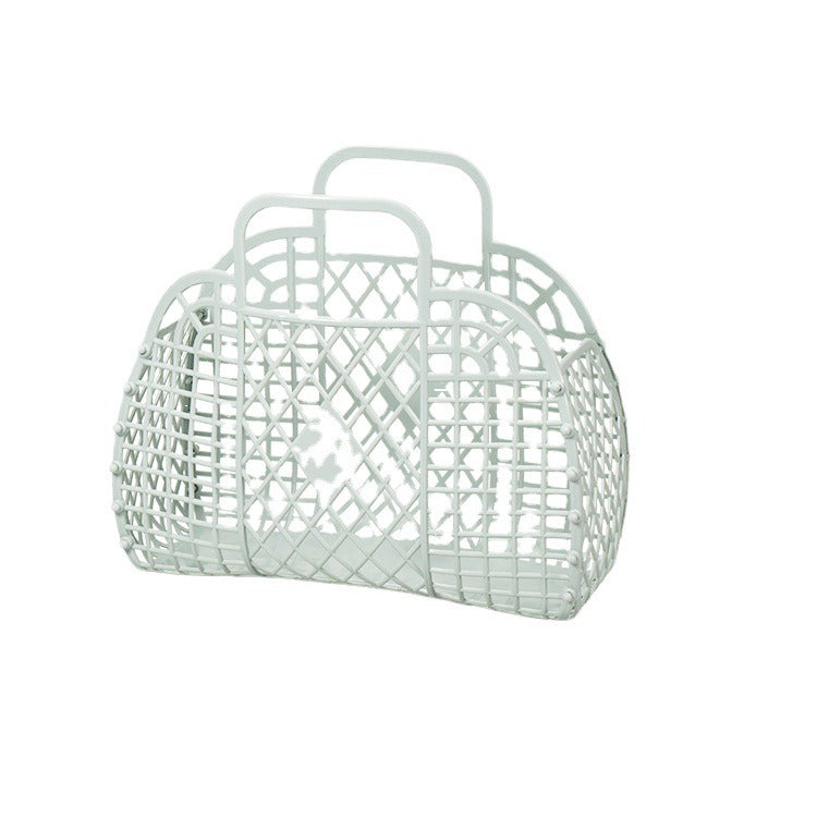 Large PE plastic fashionable portable soft basket detachable hollow shopping storage supermarket snack fruit shopping basket