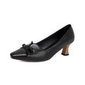 Leopard print square toe high-heeled women's retro shallow bow single shoes Made to order, ships in 7 days