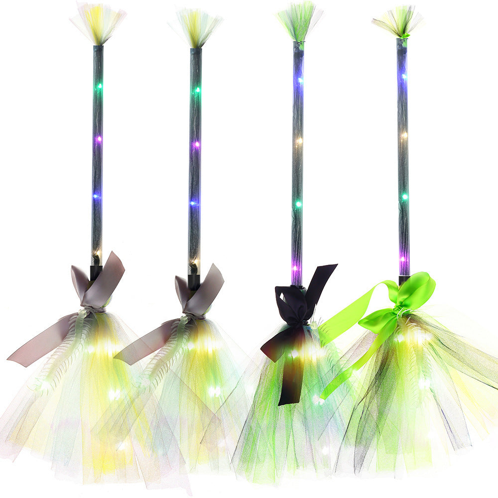Witch Broom LED Light-Up Broom for Halloween Costume Party, Magic Ride, Witchcraft Prop