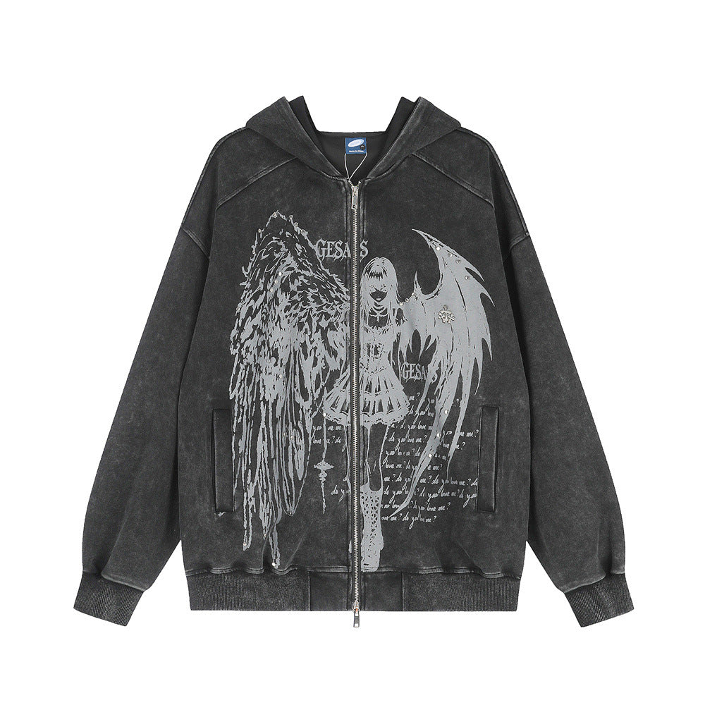 Angel made old hooded sweatshirt