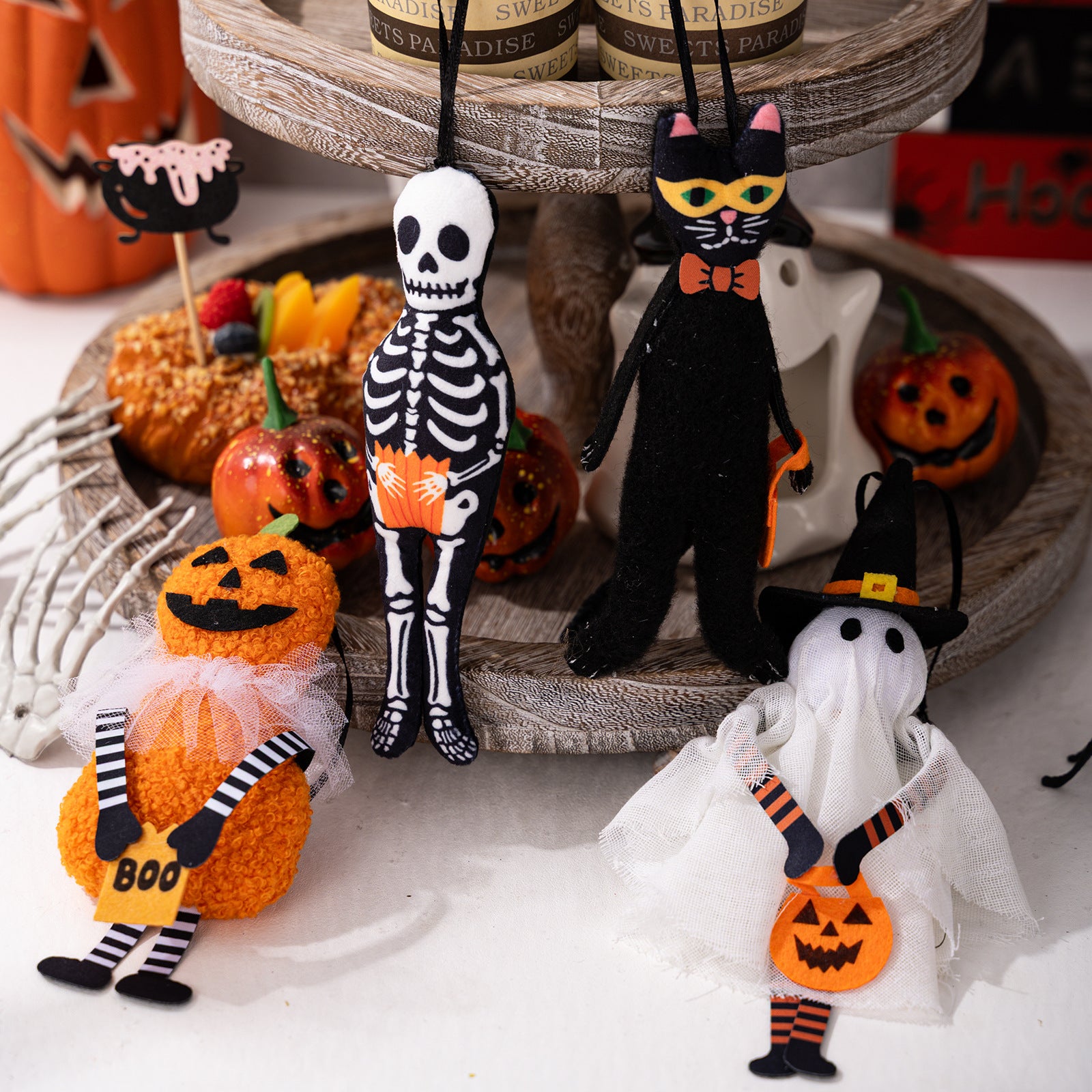 HaoBei Halloween Decorative Hanging Ornaments Pumpkin Black Cat Ghost Skull Festival Home Party Small Hangings