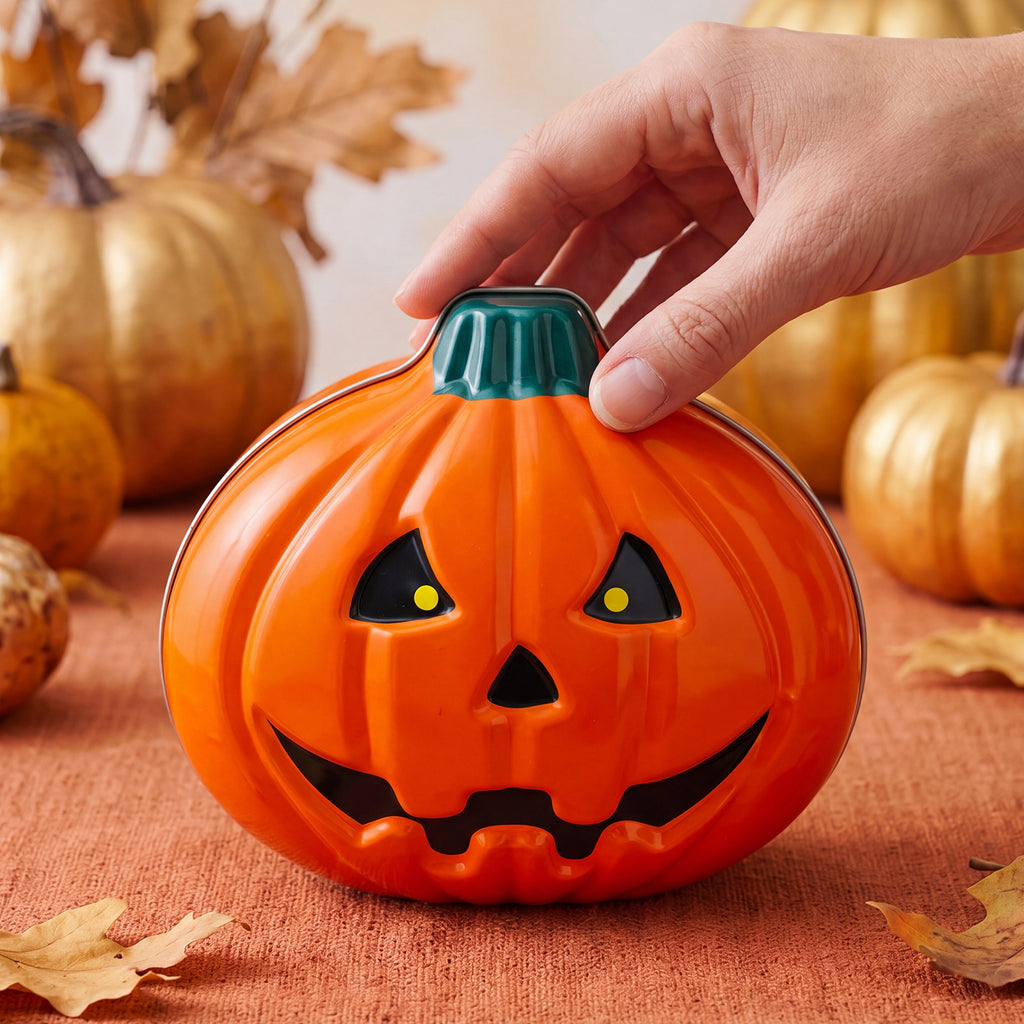 Halloween Pumpkin Ghost Face Tin Box Baking Cookie Snack Packaging Can Festival Gift Favor Metal Box