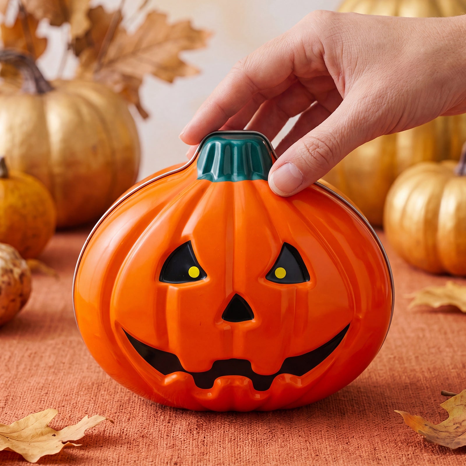 Halloween Pumpkin Ghost Face Tin Box Baking Cookie Snack Packaging Can Festival Gift Favor Metal Box