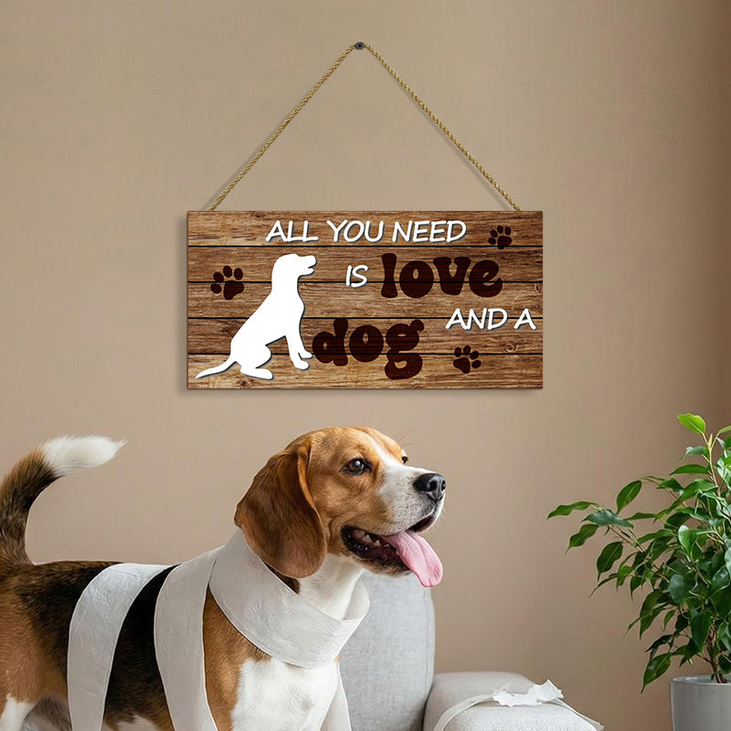 Pet Dog Wooden Wall Plaque Hanging Decor Dog Paw Dog House Sign Wooden Craft Wall Decoration