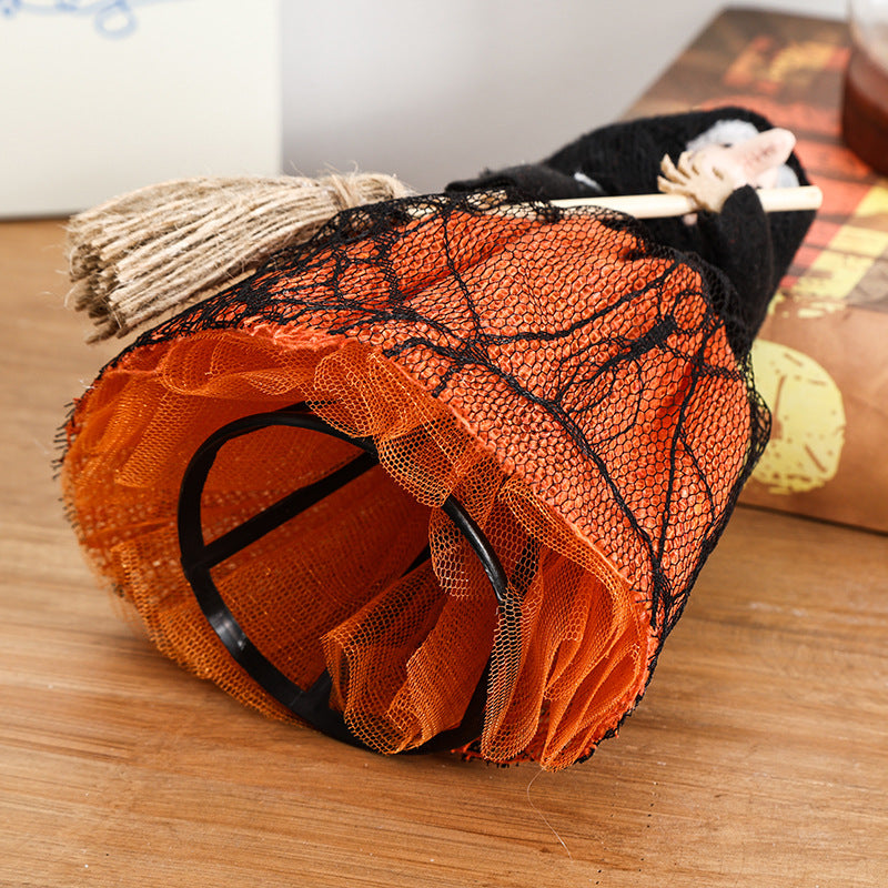 Halloween Decoration Elegant Witch Broom Tree Top Star Halloween Party Home Decor Item