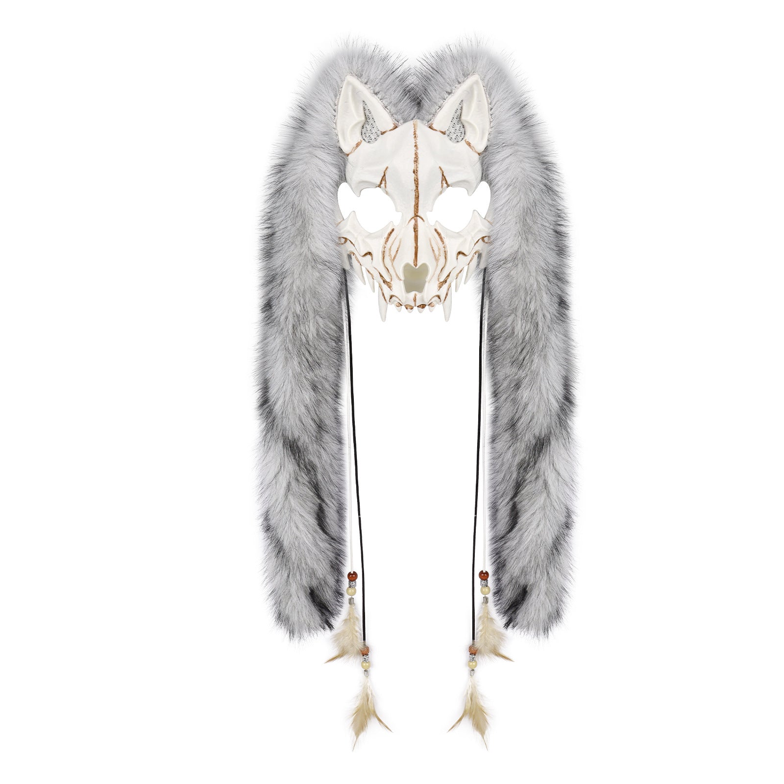 Halloween Carnival Fashion Animal Mask Viking Fox Mask with Faux Fur Headwear COS Werewolf