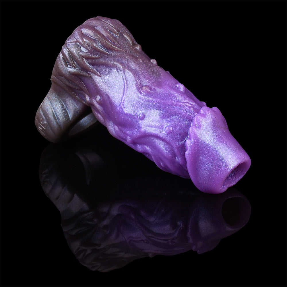 Dog knot hollow penis cover for men wearing masturbator penis thickening silicone wolf tooth cover