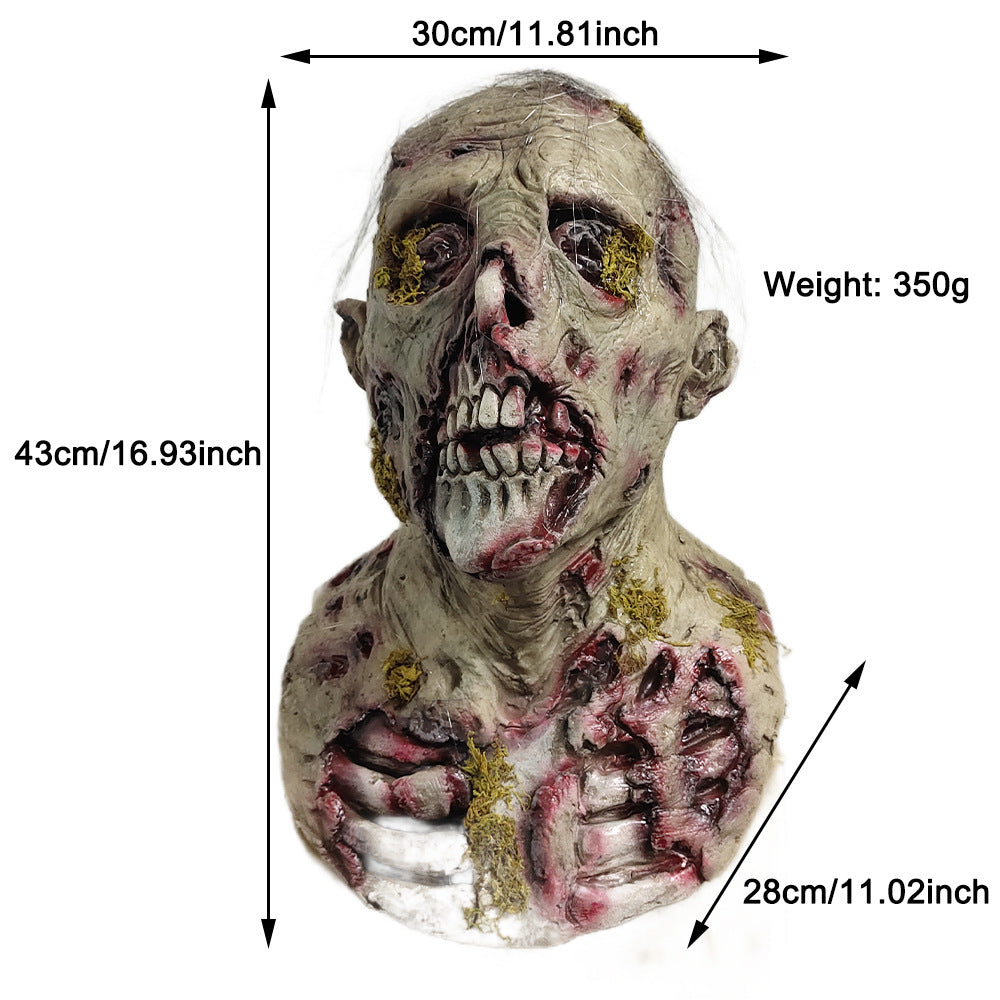 Halloween Horror Moss Bio-Zombie Monster Mask Escape Room Latex Headgear Prop