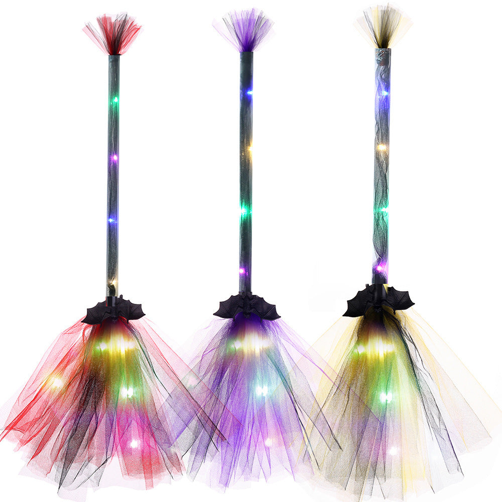 Witch Broom LED Light-Up Broom for Halloween Costume Party, Magic Ride, Witchcraft Prop