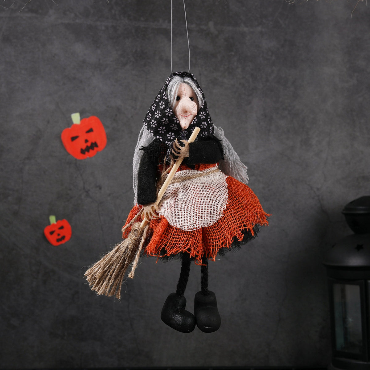 Halloween Hanging Decoration Witch Apron with Broomstick Pendant Toy for Bar, Cute Hanging Ornament for Pranks