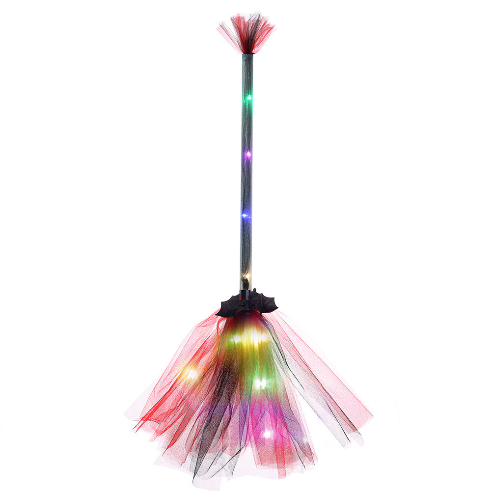 Witch Broom LED Light-Up Broom for Halloween Costume Party, Magic Ride, Witchcraft Prop
